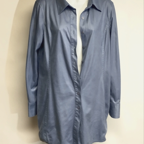 Chico's Long Sleeve Button Down Shirt Tunic Top Size 1 - Picture 6 of 8